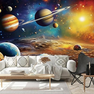 Cool Wallpapers Galaxy Wallpaper Wall Mural Landscape Universe Planet Sticker Peel and Stick Removable PVC/Vinyl Material Self Adhesive/Adhesive Required Wall Decor for Living Room Kitchen Bathroom