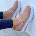 Women's Sneakers Loafers Plus Size Platform Loafers Valentine's Day Daily Solid Color Summer Wedge Heel Round Toe Casual Comfort Minimalism Tissage Volant Loafer Black White Pink