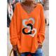 Women's Pullover Sweater Jumper V Neck Ribbed Knit Polyester Oversized Fall Winter Daily Going out Weekend Stylish Casual Soft Long Sleeve Heart Letter Maillard Orange 1 White Orange 2 S M L