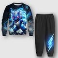 Boys 3D Dragon Sweatshirt Sweatpants Set Long Sleeve 3D Printing Spring Fall Active Fashion Cool Polyester Kids 3-12 Years Crew Neck Outdoor Street Vacation Regular Fit