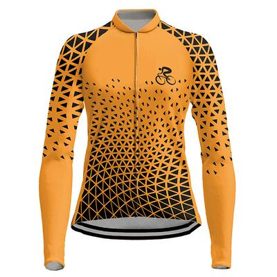 Women's Cycling Jersey Long Sleeve Winter Bike Top with 3 Rear Pockets Mountain Bike MTB Road Bike Cycling Fleece Lining Breathable Moisture Wicking Reflective Strips Violet Yellow Pink Graphic Sports