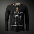 Graphic Knights Templar Fashion Daily Casual Men's 3D Print Henley Shirt Casual Holiday Going out T shirt Black Dark Green Army Green Long Sleeve Henley Shirt Spring Fall Clothing Apparel S M L XL