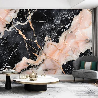 Cool Wallpapers Abstract Pink Black 3D Wallpaper Wall Mural Marble Roll Sticker Peel and Stick Removable PVC/Vinyl Material Self Adhesive/Adhesive Required Wall Decor for Living Room Kitchen Bathroom