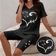 Women's T shirt Tee Shorts Sets Cat Casual Daily Black White Dark Gray Print Short Sleeve Fashion V Neck Regular Fit Summer