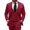 Men's Brown Corduroy Wedding Suits Vintage 3 Piece Solid Colored Tailored Fit Single Breasted Two-buttons Black Pink Red 2024