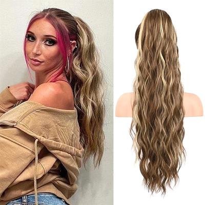 Ponytail Extension 26 Inch Drawstring Ponytail Hair Extensions for WomenLong Curly Wavy Ponytail Natural Wavy Synthetic Hairpiece for Women Daily Use party