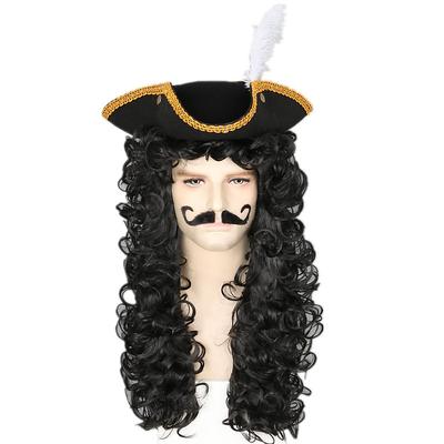 Pirate Captain Wig for Adult or Kids Themed Party Cosplay Black Curly Wig Carnival Wigs