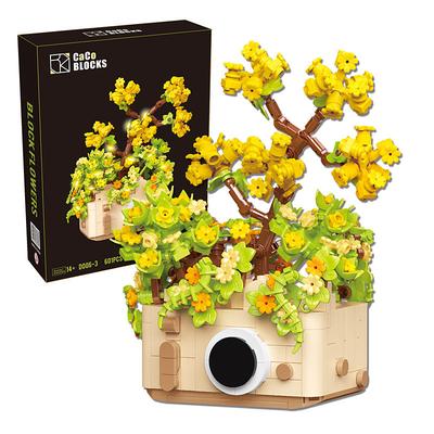 Women's Day Gifts Flower Bouquet Building Set Flowers House Bonsai Plants with LED Light Botanical Collection Wall Decor Creative Building Toy Mother's Day Gifts for MoM