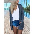 Women's Cardigan Cardigan Sweater Open Front Knit Polyester Pocket Thin Summer Spring Fall Tunic Home Daily Going out Basic Casual Soft Long Sleeve Solid Color Light Pink Black Red S M L