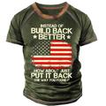 American Flag T-Shirt Mens 3D Shirt For Independence Day Brown Summer Men'S Tee Slogan Shirts Graphic Crew Neck Black Red Blue Purple Green 3D Print Outdoor Casual Short Sleeve Clothing