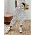 Women's Linen Pants Faux Linen Striped Lines / Waves White Blue Stylish Natural Full Length Casual Daily Wear Spring, Fall, Winter, Summer