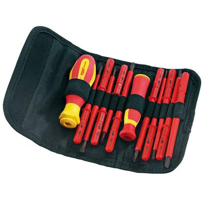 12 Piece VDE Insulated Interchangeable Blade Screwdriver Set in Tool Roll