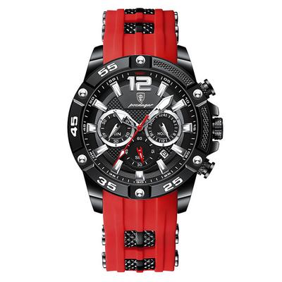 POEDAGAR Luxury Man Wristwatch Sports Chronograph Silicone Strap Men Watches Waterproof Luminous Date Men's Quartz Watch