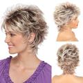 Gray Wigs Short Grey Wigs for White Women Pixie Cut Wig with Bangs Gray Hair Wigs for Women Gray Ombre Synthetic Curly Hair Wig Gray Pixie Wigs for White Women Fluffy Layered Synthetic Hair Ash Blac