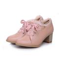 Women's Pumps Oxfords Brogue Plus Size Party Outdoor Daily Solid Color Cut-out Summer Chunky Heel Round Toe Elegant Vintage Fashion Suede Lace-up Black Pink Beige