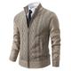 Men's Sweater Cardigan Sweater Ribbed Knit Regular Knitted Stand Collar Warm Ups Modern Contemporary Back to School Daily Wear Clothing Apparel Fall Winter Light Grey Dark Grey S M L