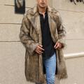 Men's Winter Coat Winter Jacket Faux Fur Coat Outdoor Daily Wear Warm Pocket Fall Winter Plain Fashion Streetwear Lapel Regular Black White Yellow Brown Light Grey Jacket