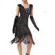 Women's Sequins Tassel Fringe Sequin Dress Midi Dress Elegant Floral V Neck Sleeveless Party Halloween Spring Fall Black Pink