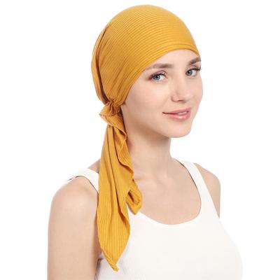 New Elastic Cotton Solid Color Wrap Head Scarf Hats Muslim Turban Bonnet For Women Inner Hijab Hat Fashion Female Turbantes Caps