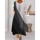 Women's Color Block Long Maxi Dress Button Layered Casual Dress Swing Dress Print Dress Fashion Modern Daily Vacation Weekend 3/4 Length Sleeve Crew Neck Dress Loose Fit Silver Black White
