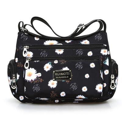 Women's Crossbody Bag Crossbody Bag Nylon Outdoor Daily Going out Print Waterproof Floral Print Flower Black Grey Black White