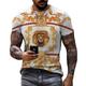 Lion Greek Key Mens 3D Shirt Casual Green Summer Cotton Men'S Tee Funny Shirts Graphic Crew Neck 3D Print Plus Size Daily Short Sleeve Clothing Apparel Vintage