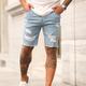 Men's Jeans Denim Shorts Jean Shorts Pocket Ripped Straight Leg Solid Colored Comfort Wearable Outdoor Daily Cotton Blend Stylish Casual Light Blue
