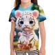 Kids Girls' T shirt Graphic Outdoor 3D Print Short Sleeve Crewneck Active 7-13 Years Summer White Pink Wine