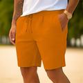Men's Shorts Linen Shorts Summer Shorts Drawstring Elastic Waist Straight Leg Plain Comfort Breathable Short Casual Daily Holiday Linen Cotton Blend Fashion Classic Style White Yellow
