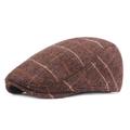 Men's Flat Cap Tweed Cap Brown Beige Cotton Streetwear Stylish 1920s Fashion Outdoor Daily Going out Stripe Warm