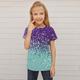 Kids Girls' T shirt Short Sleeve 3D Print Color Block Blue Purple Pink Children Tops Spring Summer Active Fashion Streetwear Daily Indoor Outdoor Regular Fit 3-12 Years / Cute