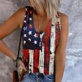 Women's Tank Top American Flag Casual Independence Day Red Blue Khaki Print Sleeveless Fashion V Neck Regular Fit Summer