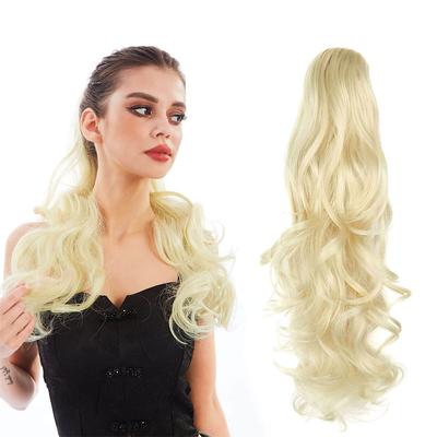 Ponytail ExtensionsHair Extension Ponytail 22 Long Claw Hair Extension Synthetic Wavy Straight Hairpieces Ponytail Clip in Ponytail Wig Daily Fluffy Pony Tail for Women4.8 OZ Brown