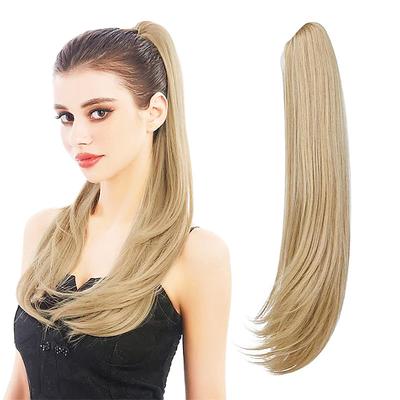 Ponytail ExtensionsHair Extension Ponytail 22 Long Claw Hair Extension Synthetic Wavy Straight Hairpieces Ponytail Clip in Ponytail Wig Daily Fluffy Pony Tail for Women4.8 OZ Brown
