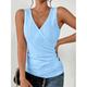 Women's Tank Top Plain Casual Sleeveless Black White Pink Button Sleeveless Basic V Neck Regular Fit