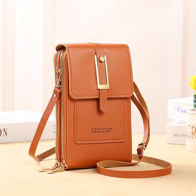 Touch Screen Mobile Phone Bag, Mini Flap Crossbody Bag, Fashion Faux Leather Purse, Vertical Wallet With Card Slots