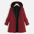 Women's Plus Size Curve Coat Hooded Coat Winter Fall Warm Mid-Length Short Chic Elegant Oversize Sport Vintage Zip Pocket Thick Coats Jacket Sweatshirt Parka Blouson