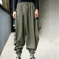 Men's Harem Trousers Baggy Casual Pants Jogger Pants Elastic Waist Baggy Elastic Drawstring Design Solid Color Breathable Lightweight Full Length Casual Daily Cotton Casual Hip-Hop ArmyGreen Black