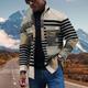 Men's Lightweight Jacket Summer Jacket Outdoor Street Pocket Print Summer Spring Striped Streetwear Sporty Turndown Regular Regular Fit Beige Jacket