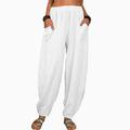 Women's Cotton And Linen Lounge Pants Solid Color Loose Casual Pants Home Street Daily Harem Trousers