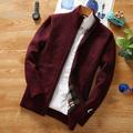 Male Sweater Cardigan Knitwear Chunky Knit Cropped Solid / Plain Color Family Gathering To-Go Clothing Apparel Fall Winter Wine Red Blue S M L
