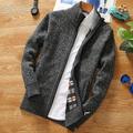 Male Sweater Cardigan Knitwear Chunky Knit Cropped Solid / Plain Color Family Gathering To-Go Clothing Apparel Fall Winter Wine Red Blue S M L