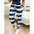 Women's Sweatpants Joggers Polyester Pocket Print High Waist Ankle-Length Dark navy Summer