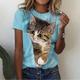 Women's T shirt Tee Cat 3D Daily Weekend Print Custom Print Short Sleeve Basic Round Neck