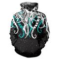 Men's Hoodie Pullover Hoodie Sweatshirt Lightweight Hoodie Black Blue Purple Rainbow Hooded Graphic Octopus Print Daily Sports Streetwear 3D Print Casual Big and Tall Athletic Summer Spring Clothing