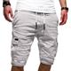 Men's Cargo Shorts Hiking Shorts Drawstring Multi Pocket Elastic Drawstring Design Plain Knee Length Daily Wear Weekend Streetwear Cotton Cotton Blend Basic Casual Black White Micro-elastic