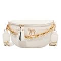 Crocodile Pattern Fanny Pack Trendy Waist Bag For Travel Sports Stylish Chain Decor Faux Leather Chest Bag