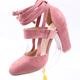 Women's Heels Pumps Sandals Lace Up Sandals Strappy Sandals Block Heel Sandals Sexy Shoes Party Outdoor Beach Solid Color Summer High Heel Chunky Heel Round Toe Elegant Sexy Casual Satin Lace-up Wine