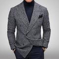 Men's Fall Wedding Casual Check/Plaid Blazer Jacket Regular Tailored Fit Leaf Santa Claus Double Breasted Six-buttons Brown Grey 2024