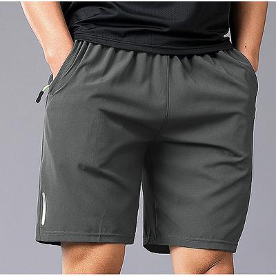 Men's Athletic Shorts Active Shorts Casual Shorts Drawstring Elastic Waist Zipper Pocket Solid Color Breathable Quick Dry Short Casual Daily Going out Stylish Simple Black Blue Micro-elastic